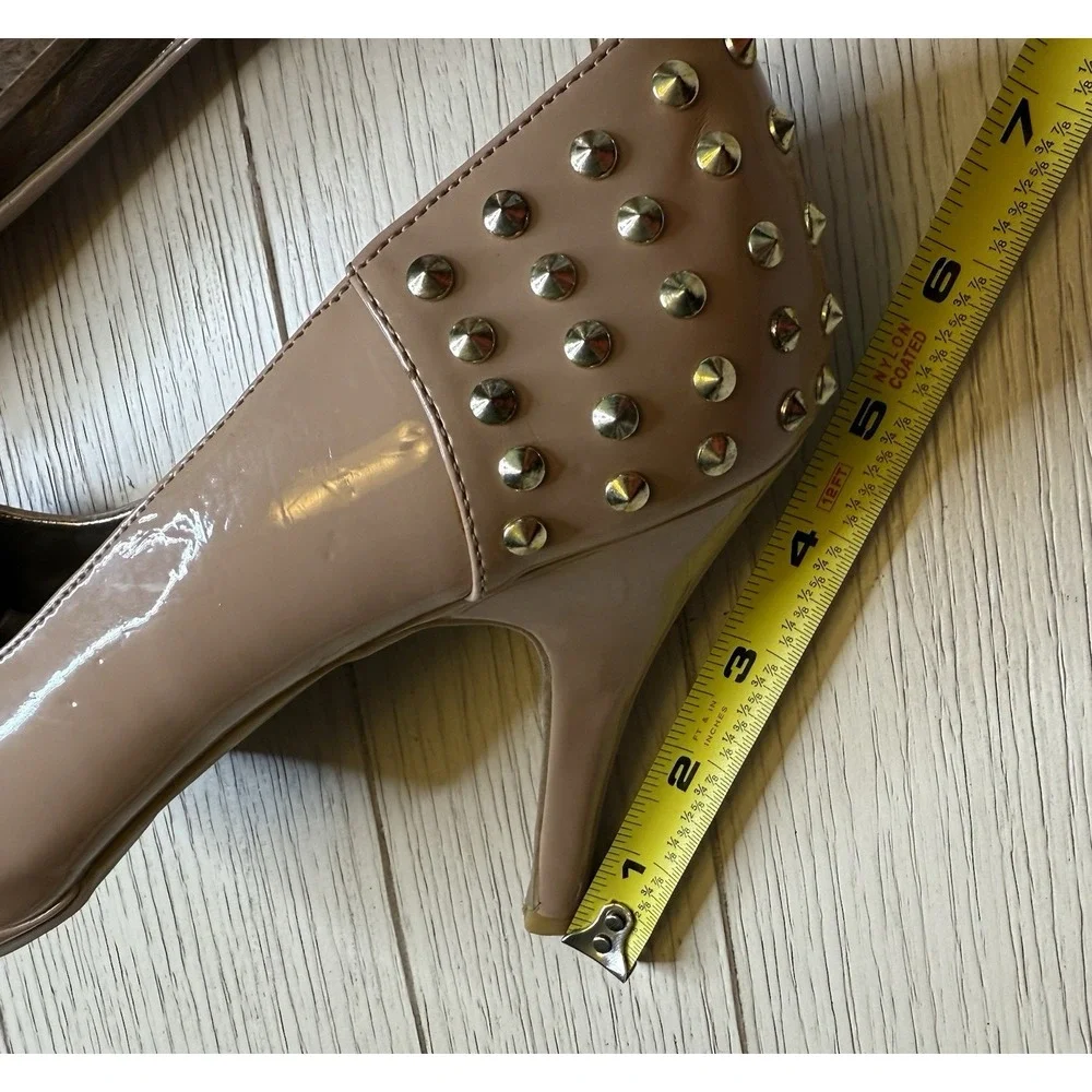 Steve Madden P-Eden‎ Women's Nude Beige Gold Studded 4